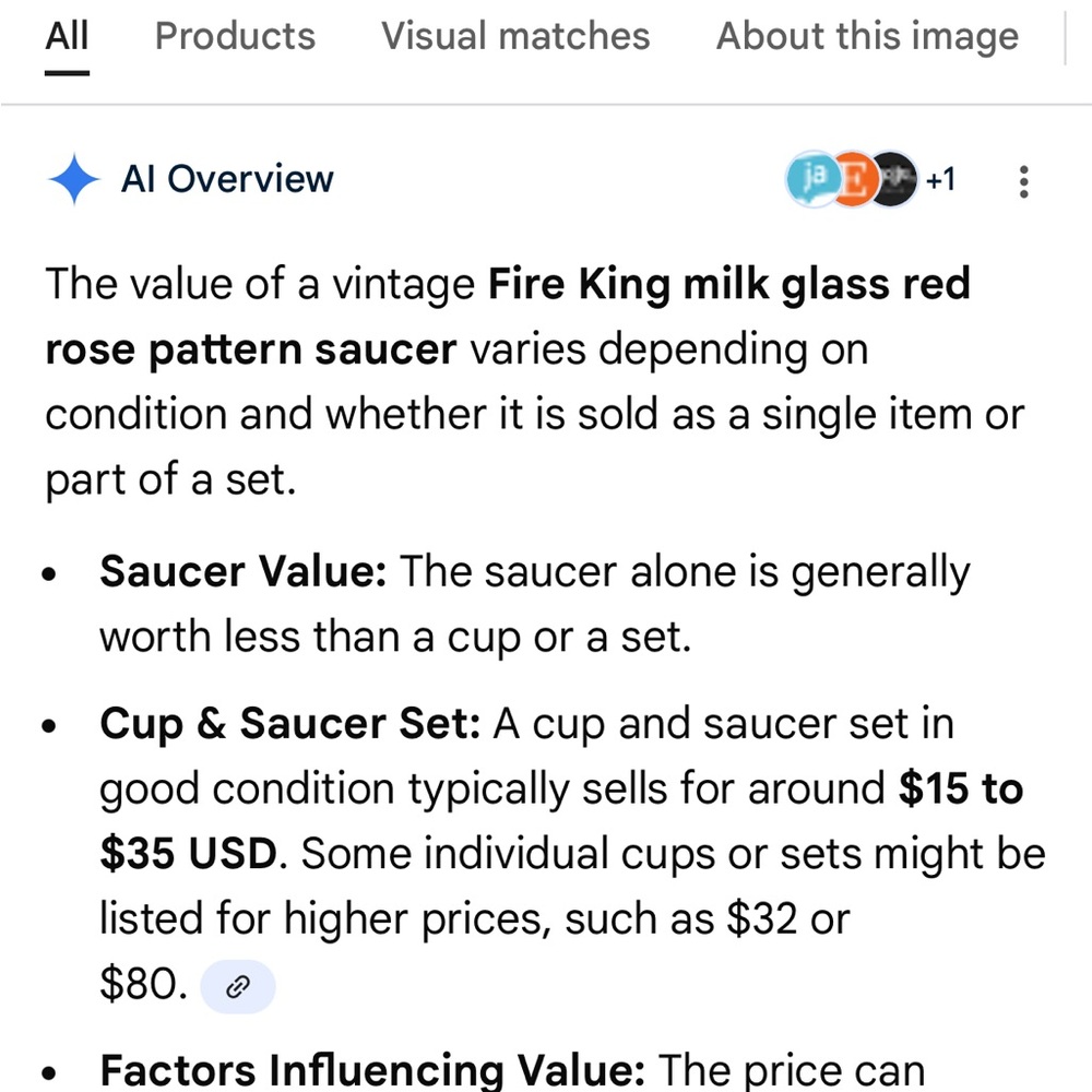 Fire King Milk Glass Saucer with Red Rose Design